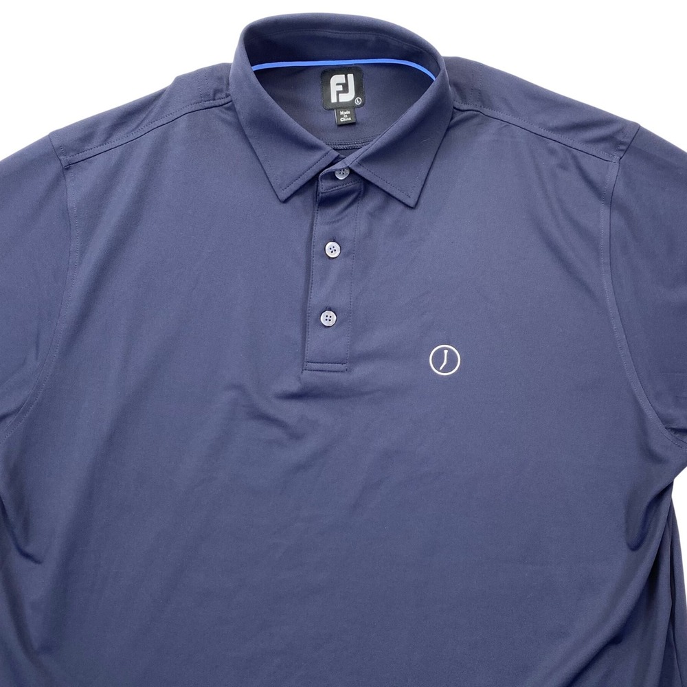 FootJoy Polo Shirt Mens Large Navy Blue Short Sleeve Golf Performance Stretch